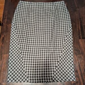 Brooks Brothers Classic B/W Houndstooth Wool Blend Pencil Skirt, Wmns 10, NWT